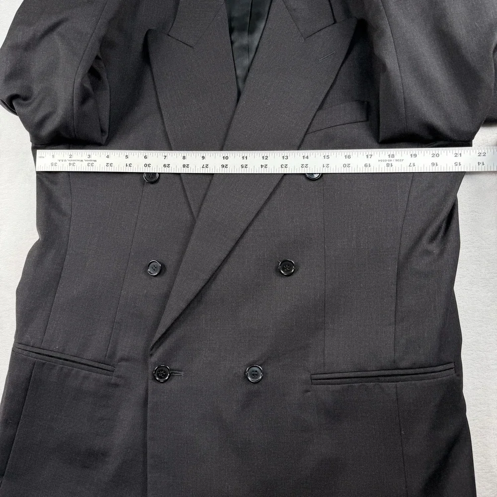 Vtg Vito Rufolo TESSE Super 100s Suit 42L 34x32 Charcoal Double Breasted Peak